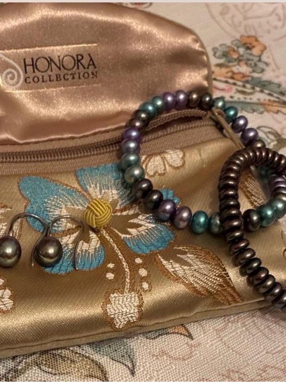 Honora Iridescent Teal, Purple & Gray Pearl Bracelet Set
